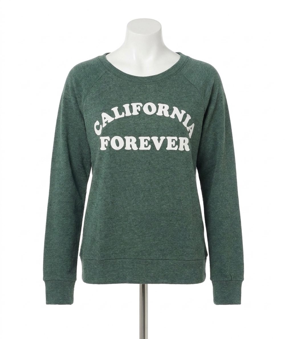 NEW CHASER rpet knit long sleeve raglan pullover in california forever greenhous